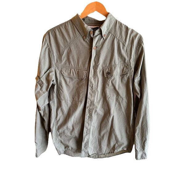 Exofficio Shirt Mens M Green Insect Shield Long Sleeve Vented Guide Fishing Tick - Picture 1 of 11